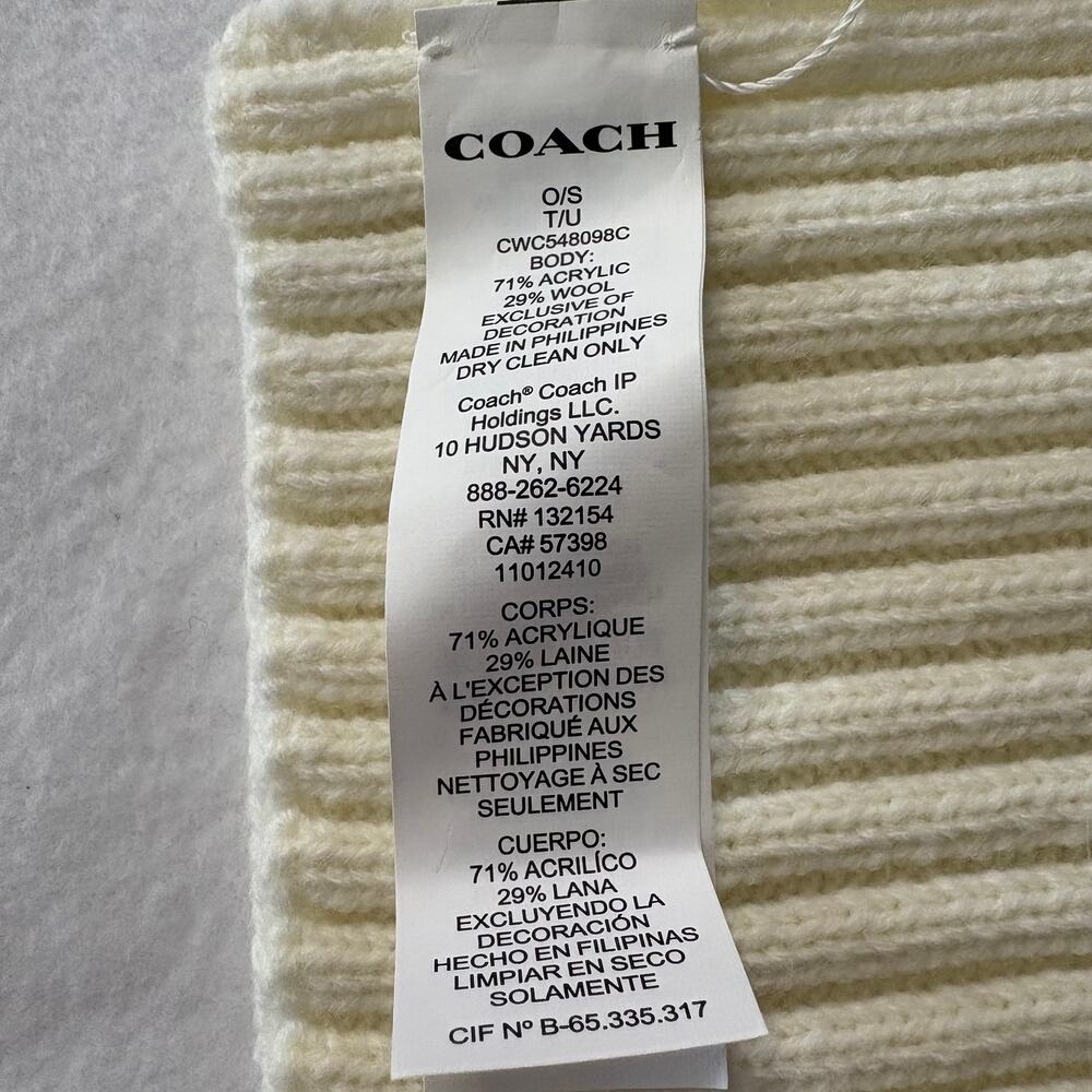 Coach Women's Woven Patch Knit Scarf Cream Ivory Color NWT - Picture 7 of 12